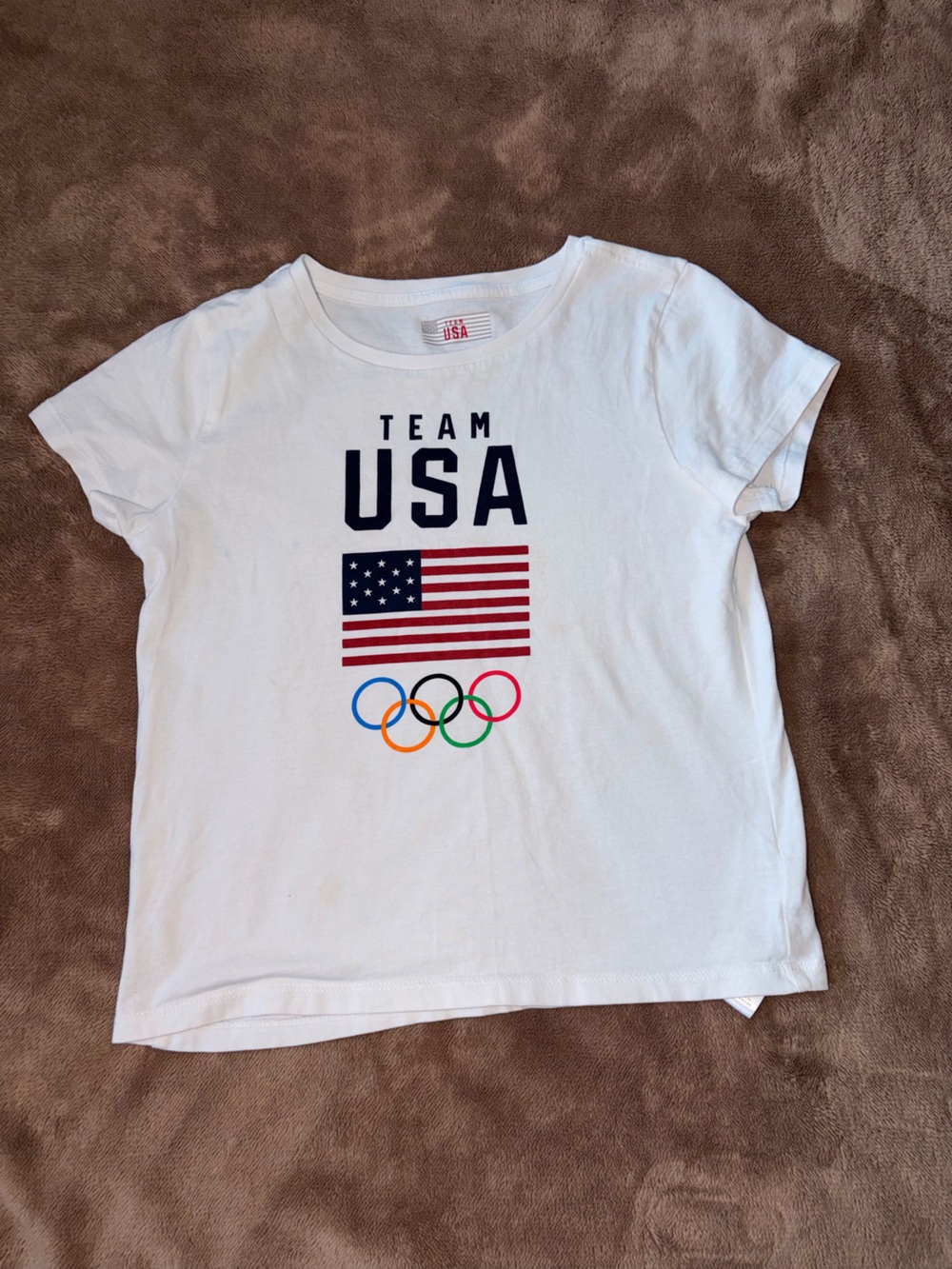 Team USA White Short Sleeve Tee with Olympic Rings